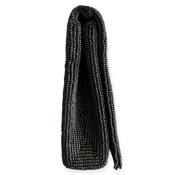 Vintage La Regale Beaded Clutch Purse Black Beaded Bag Evening Bag Wedding Bag - Picture 5 of 10
